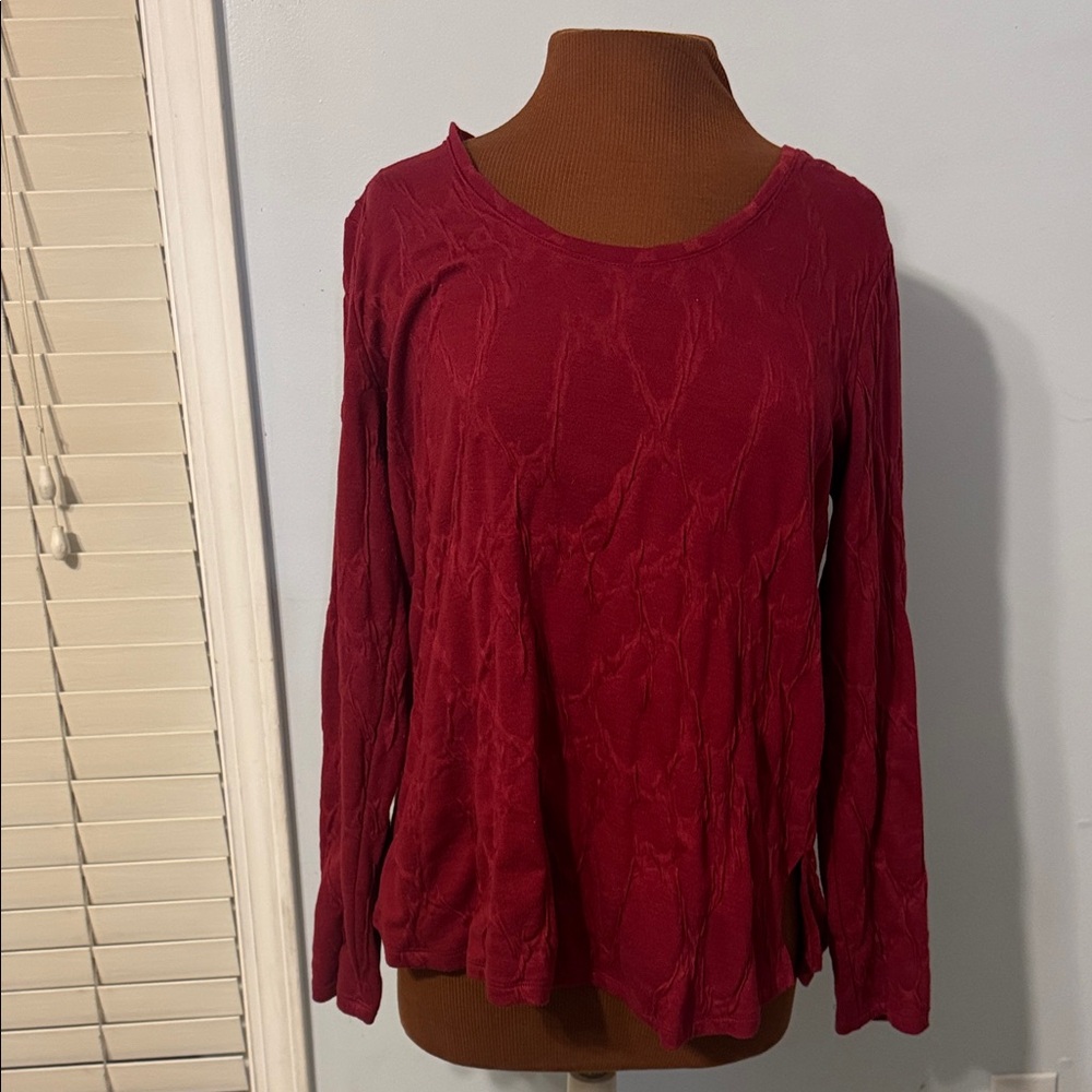 Simply Vera Vera Wang Deep Red Long Sleeve Top Sz L